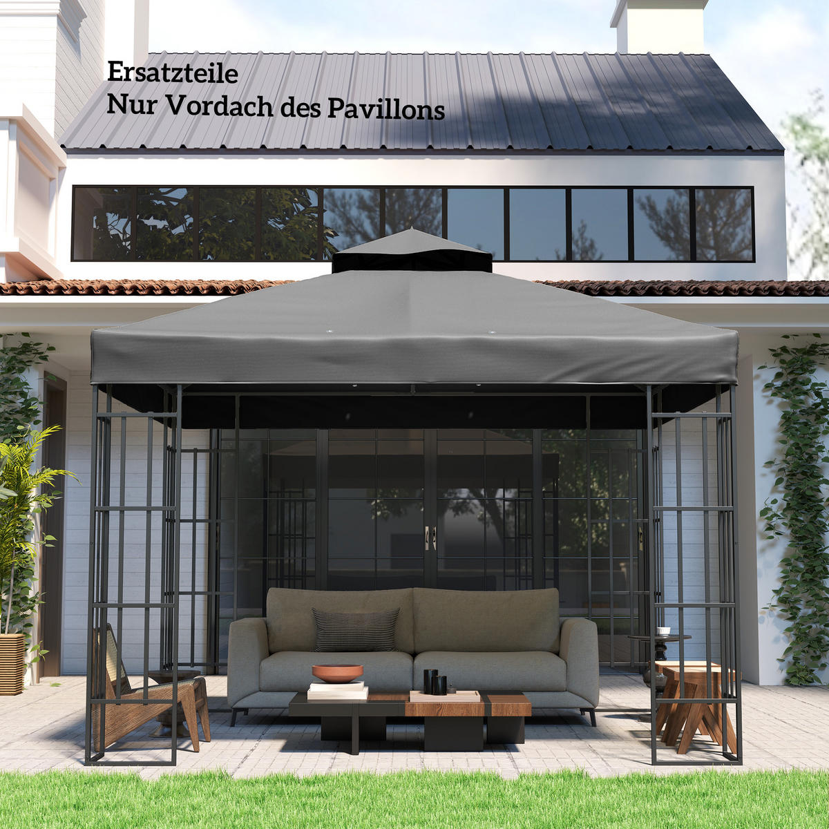 ERSATZDACH für Pavillon 3 x 3 m - Dunkelgrau, Kunststoff (300/1/300cm) - Outsunny