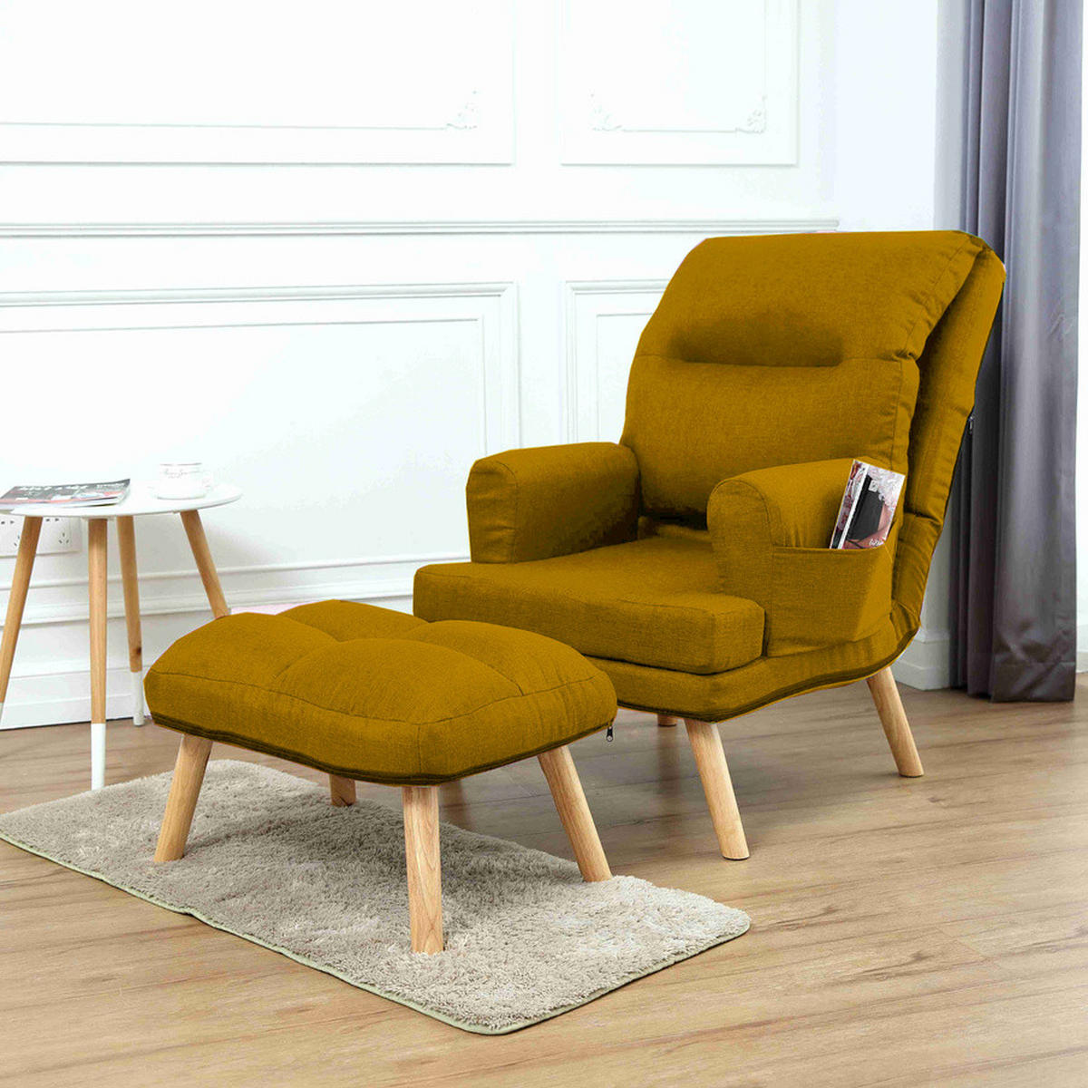 SESSEL Memo mit Fußhocker Rückenlehne 5-stufig einstellbar, dunkelgelb - Dunkelgelb, Kunststoff (107/95/66cm) - Margaret Hadas24