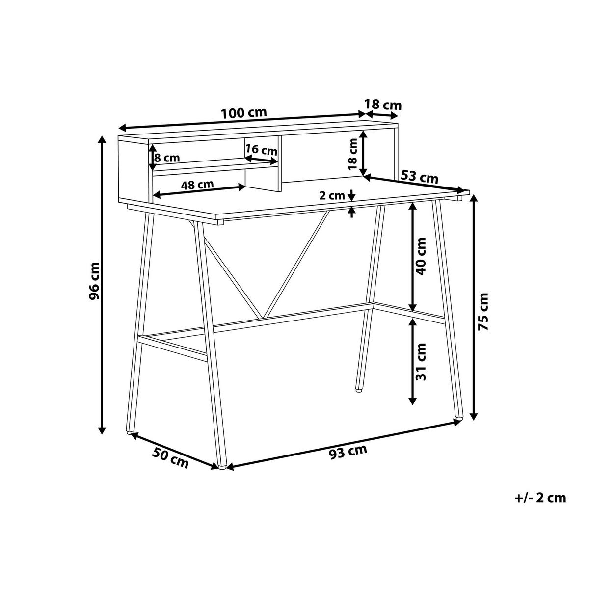 SCHREIBTISCH dunkler Holzfarbton 100/53/96 cm Harison - Dunkelgrau, Holzwerkstoff (53/100/96cm) - Beliani