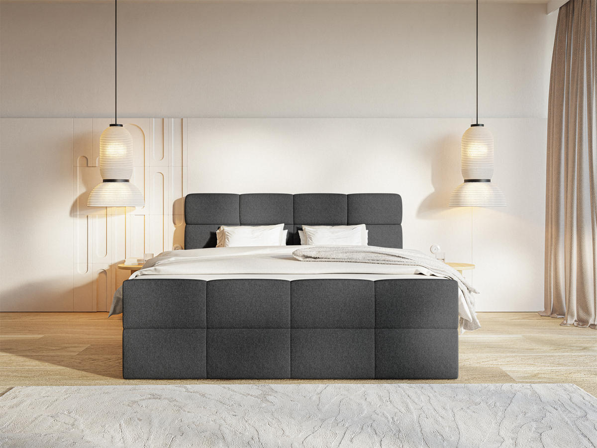 BOXSPRINGBETT ALZEA 180x200 cm, Schwarz - Schwarz, Textil (180/200cm) - Fedve