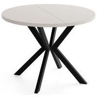 ESSTISCH Valeo runder ausziehbarer, Kaschmir Beige Grau 100-180/100/76 cm - Kaschmir/Beige, Holzwerkstoff/Metall (100/180/76cm) - WFL GROUP