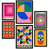 POSTER Set Mit 6 Bauhaus – Geometrische Formen In Leuchtenden Farben A3 & A4 Schwarzer Rahmen - Schwarz, Papier (29/3cm) - Nacnic