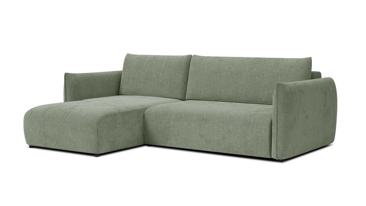 ECKSOFA TAUER 3-Sitzer rechts, mint - Schwarz/Grün, Holz/Textil (248/173cm) - Courtois Laville