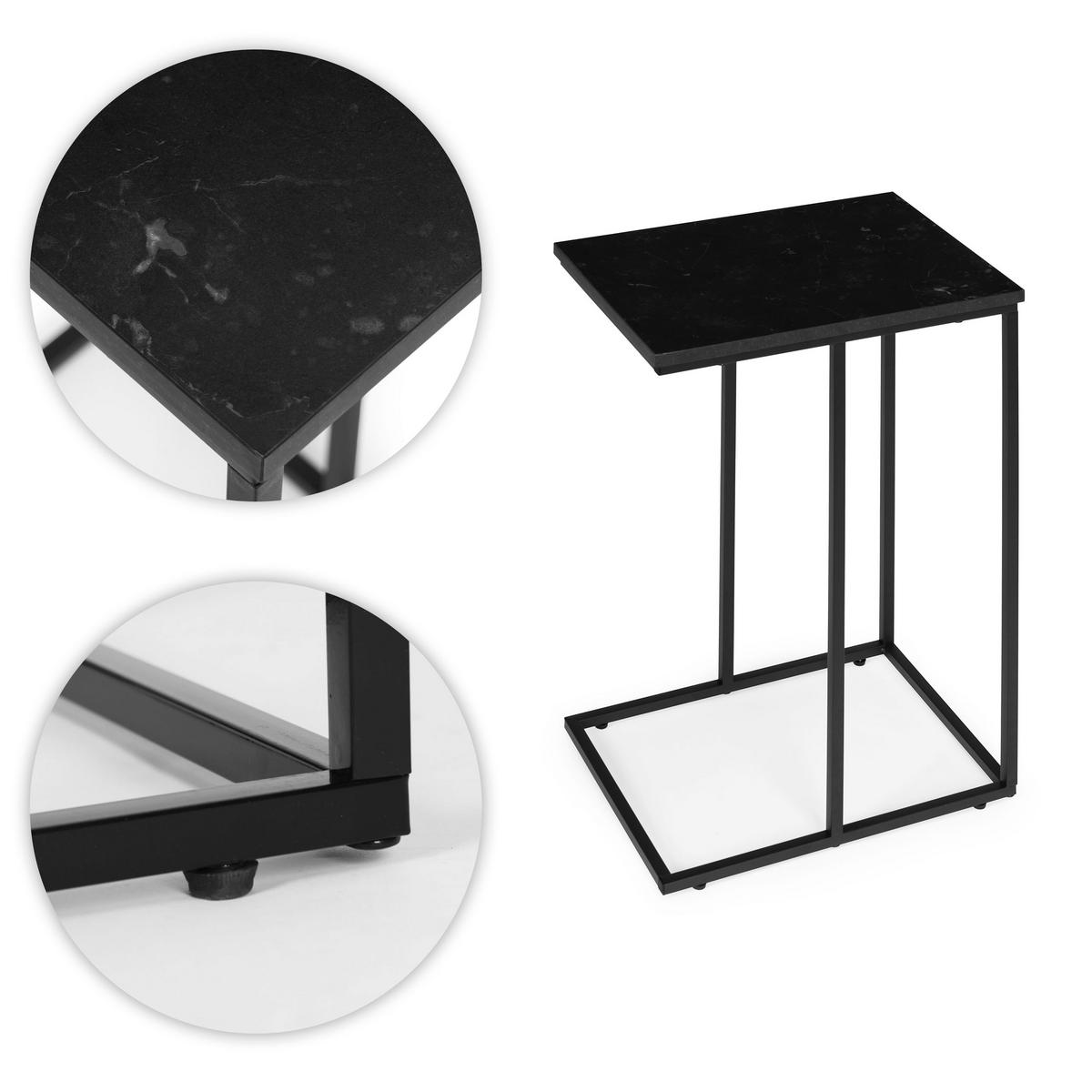 BEISTELLTISCH C Form TIVO Schwarz - Schwarz, Metall (40/30/66cm) - Mat-Haus