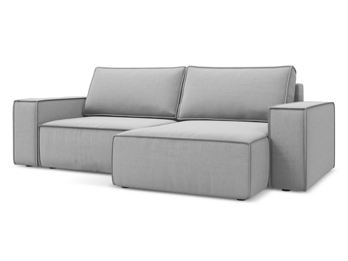 ECKSOFA mit Schlaffunktion Samt Stoff Grau - Dunkelgrau/Schwarz, Holz/Textil (162/236cm) - Makamii