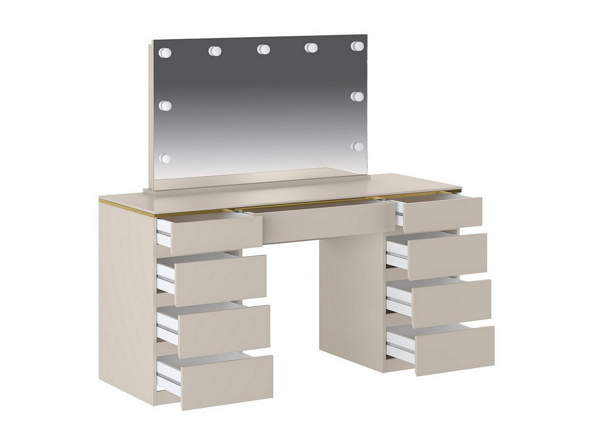 SCHMINKTISCH - 156.8 cmcm x 55 cmcm - Holz, Platte - Beige - VUKIA - Beige, Holz (156.8/145.6/55cm) - Vente-Unique