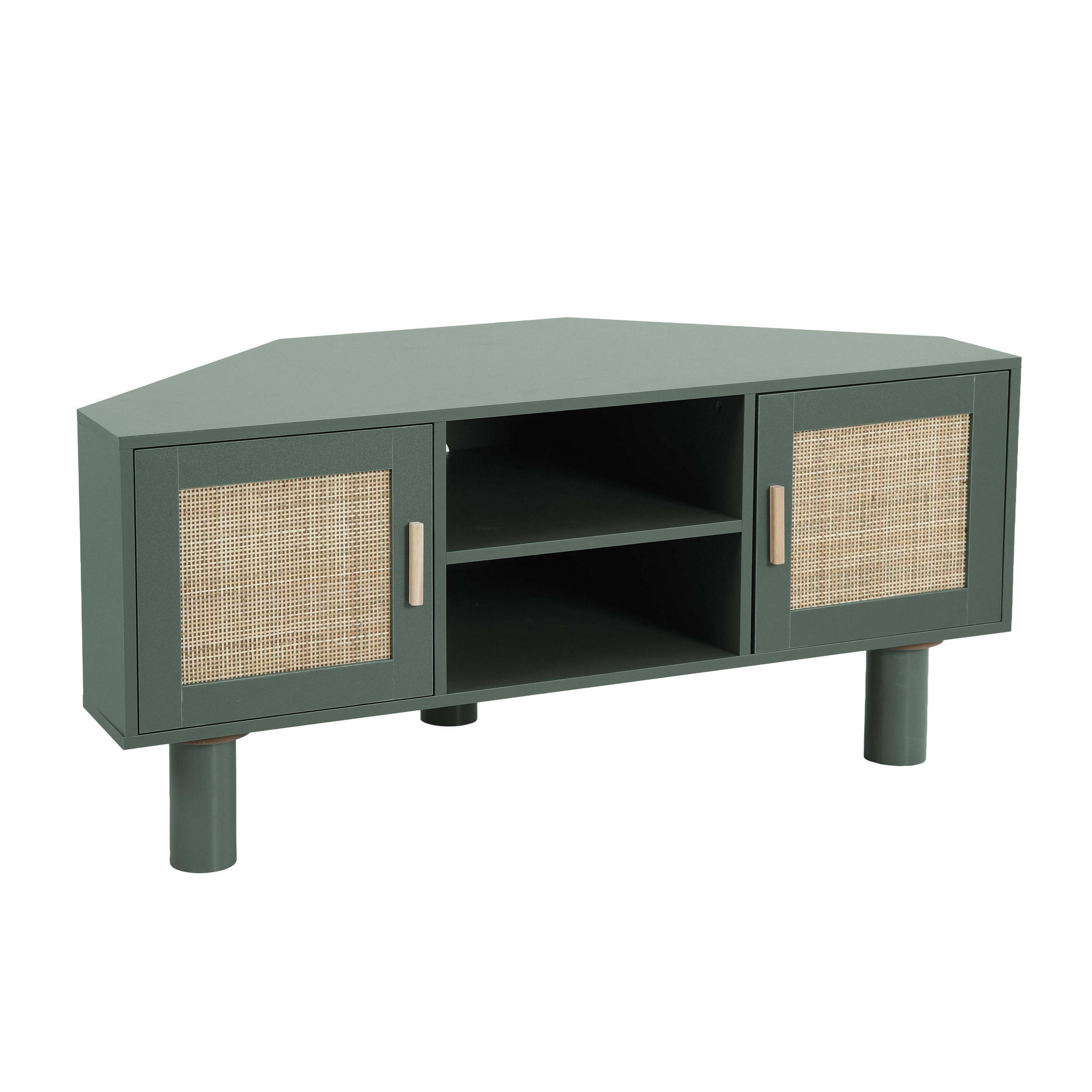 TV-STÄNDER, Dunkelgrün - Grün, Holz (120/55/54cm) - Oviala