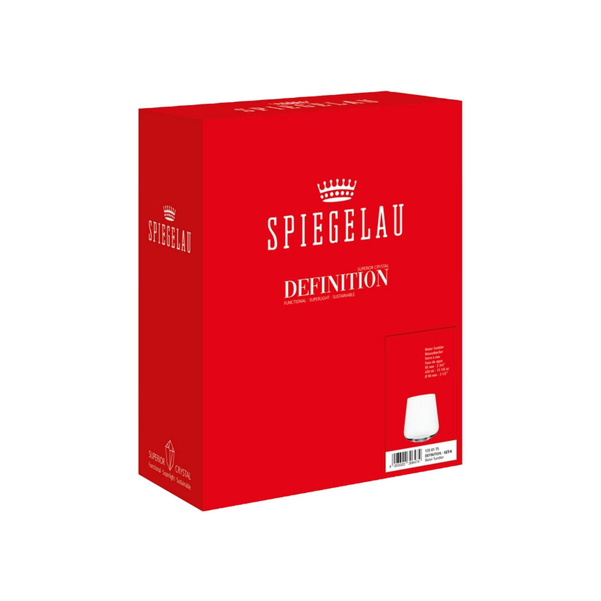 WASSERGLÄSER Definition transparent 425 ml 4er Set - Transparent, Glas (0.43L) - Spiegelau