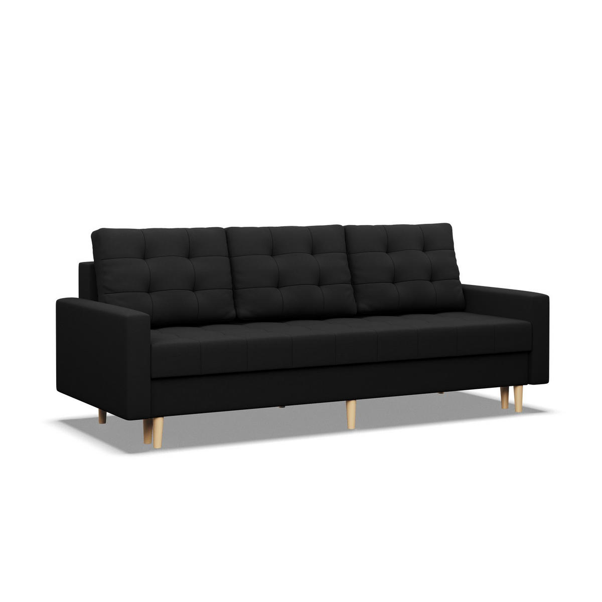 SOFA 3-SITZER MIT SCHLAFFUNKTION ELMA, Schwarz - Schwarz, Textil (212/88/92cm)