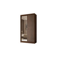 SCHWEBETÜRENSCHRANK LAMELLO 120/216/61 cm Modern Kleiderschrank 2-türig mit Spiegel Nussbaumfarben - Nussbaumfarben, Holzwerkstoff (120/216/61cm) - MASSENO