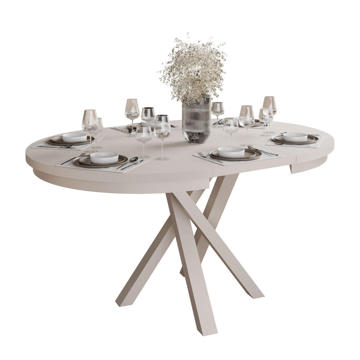 Ausziehbarer Esstisch LUMI, Kaschmir - Kaschmir, Holzwerkstoff (100/100/75cm) - Lookway