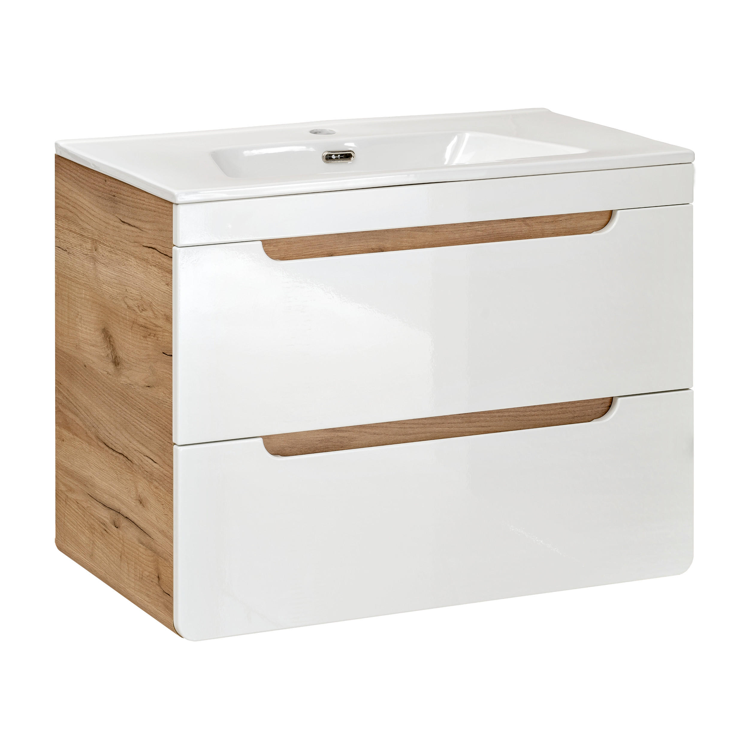 WASHTISCHKOMBI ARVIDA SET2 Eiche Weiß - Weiß, Glas/Holzwerkstoff (80/59/46cm) - Komodee