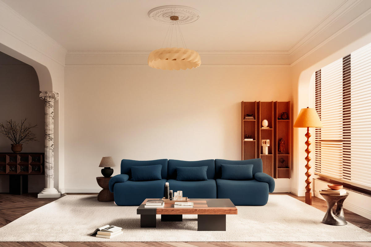 3-SITZER-SOFA Bouclé-Stoff Tiefblau - Blau, Textil (281/73/95cm) - MILYsofa