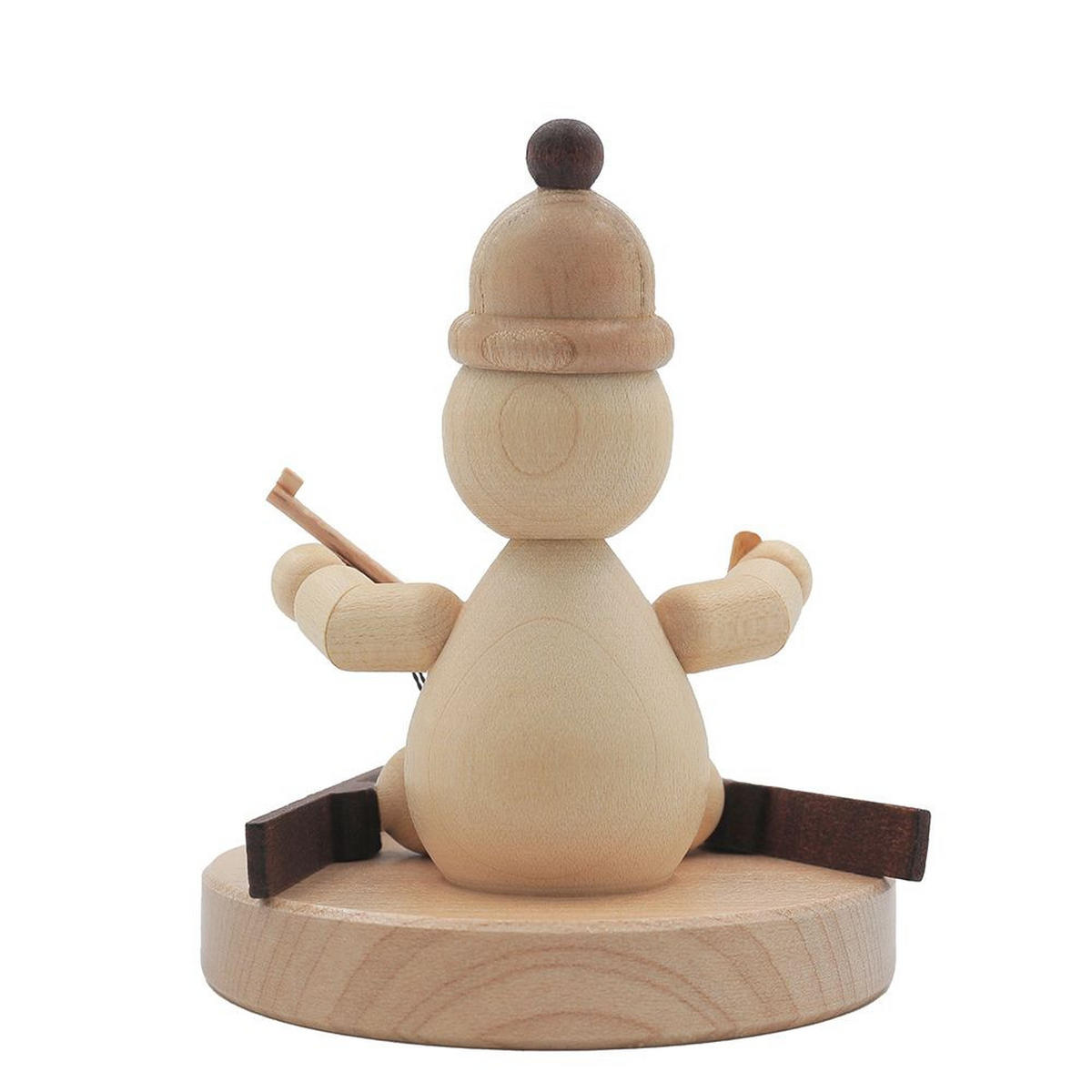HOLZFIGUR Schneemann Junior sitzender Biathlet auf Sockel 8 cm - Multicolor, Holz (7/1/0.1cm)
