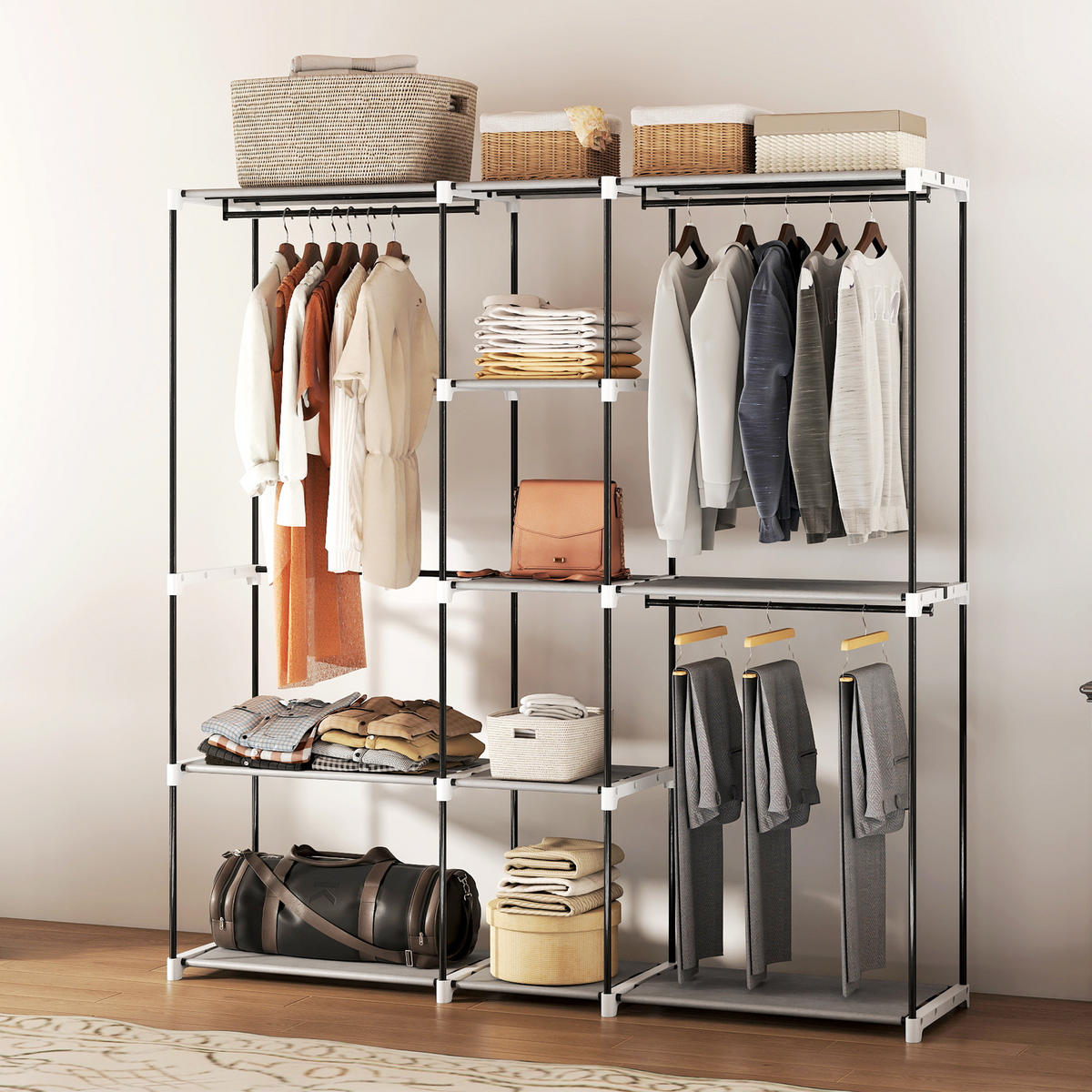 KLEIDERSCHRANK Grau 1 Stück - Grau, Metall (43/185/182cm) - GiPP