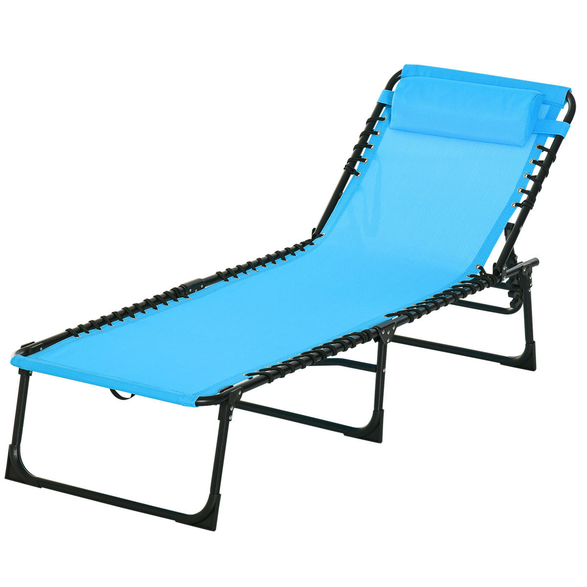SONNENLIEGE, klappbar, atmungsaktiver Bezug, Metallrahmen, 189 x 58 x 30 cm, Blau - Blau, Metall (189/30/58cm)