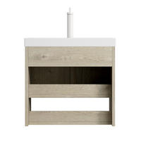 WASCHTISCHKOMBI 55/32/53 cm Off-White/Weiß aus Keramik und Sperrholz mit offenem Regal - Creme, Holzwerkstoff (55/53/32cm) - OKWISH