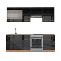 KÜCHENZEILE Fame-Line Anthrazit Hochglanz/Goldkraft Eiche 240 cm AP Eiche - Honigeiche/Anthrazit, Holzwerkstoff (240/81.6/60cm) - Vicco