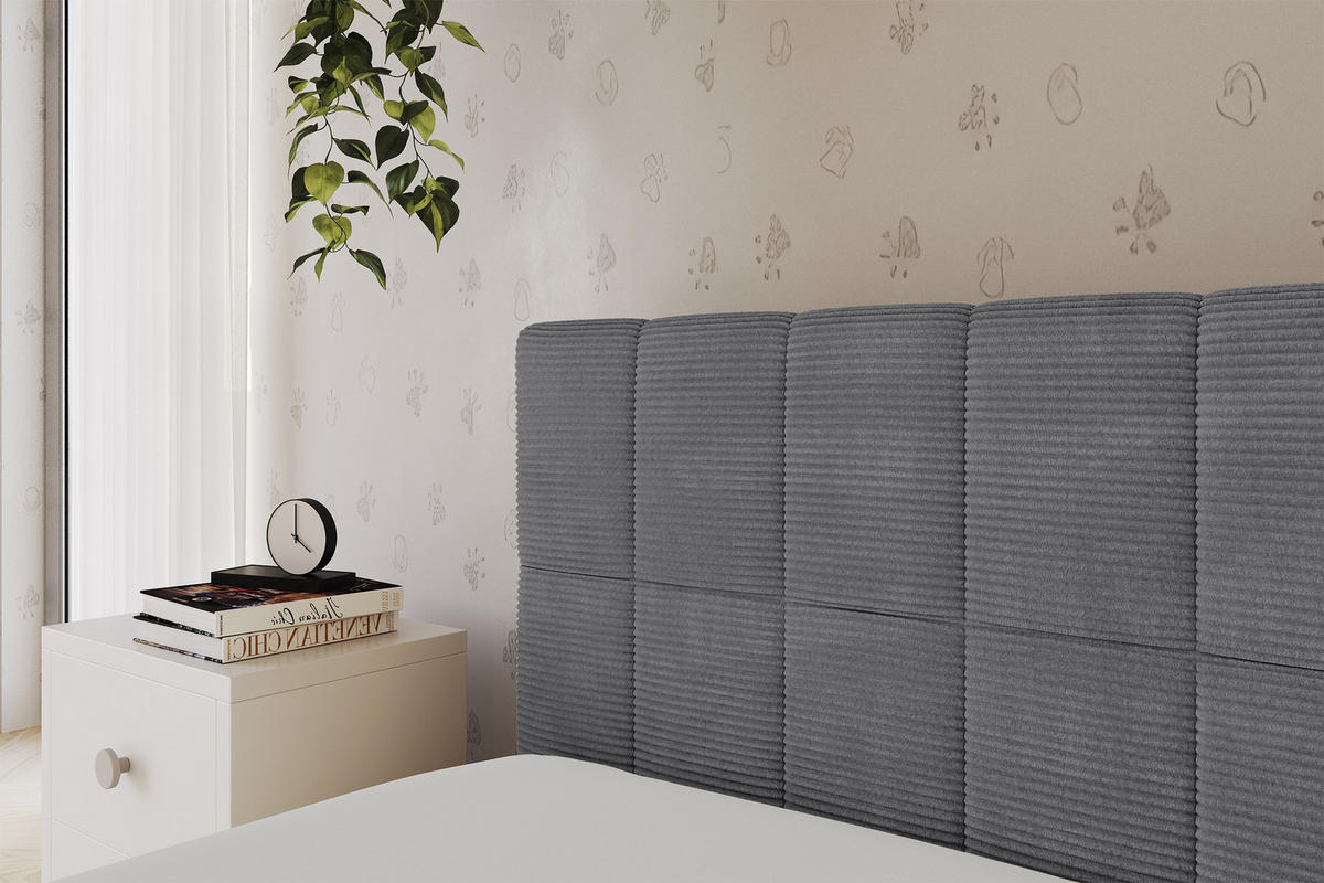 EINZELLBETT Jugendbett mit Bettkasten, Rechts - TULY 100x200 Dunkelgrau - Schieferfarben, Holzwerkstoff/Textil (100/200cm) - ALTDECOR