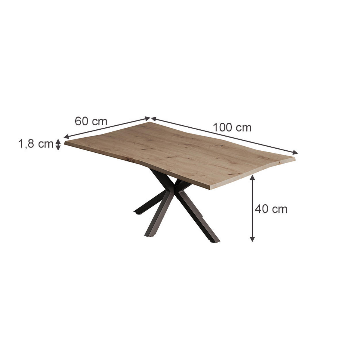 COUCHTISCH Yan Artisan 100 x 60 cm - Hellgrau, Holzwerkstoff (60/100/40cm) - Vicco