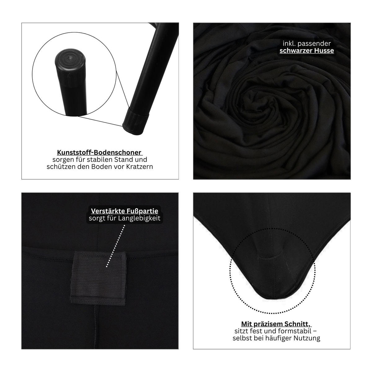 STEHTISCH 2er Set mit Hussen klappbar HxØ 110x60cm MDF-Platte mit PVC-Beschichtung Schwarz - Schwarz, Metall (110/60/110cm) - CHEFGASTRO