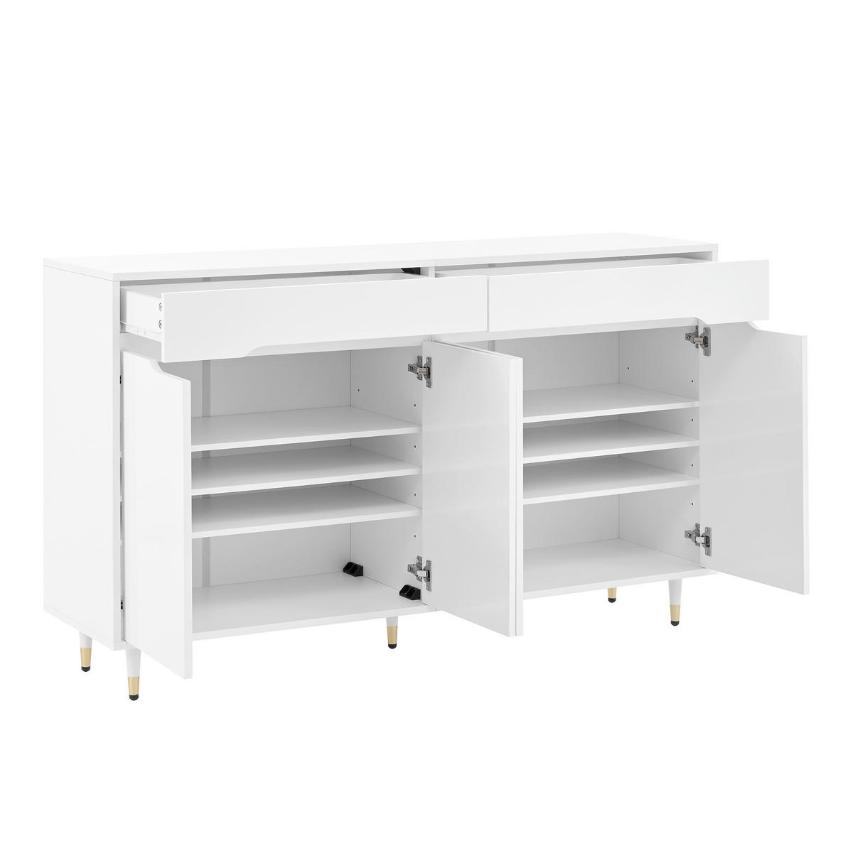 SCHUHSCHRANK 140/84/39 cm Weiß aus Spanplatte mit Soft-Close-Scharnieren - Weiß, Holzwerkstoff (140/84/39cm) - OKMYHOME