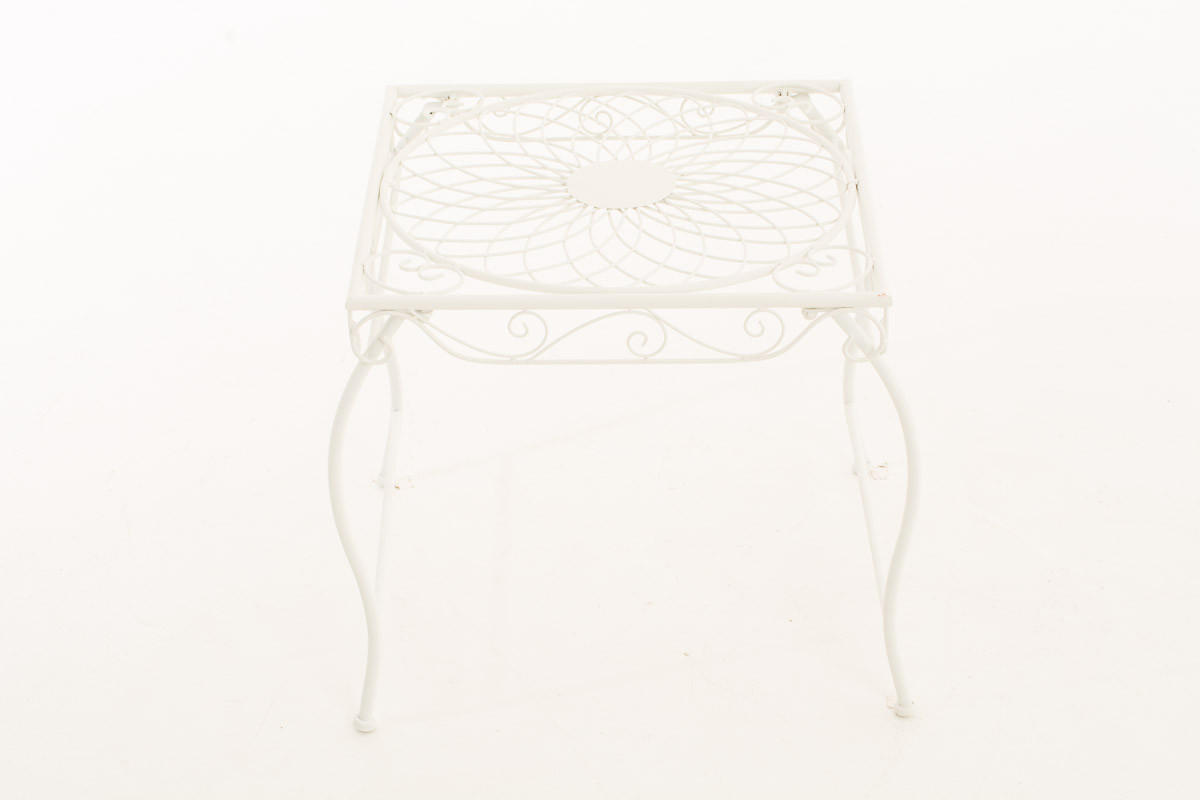 GARTENTISCH eckig 49/45/46 cm Metall Weiß - Creme, Metall (45/49/46cm) - CLP