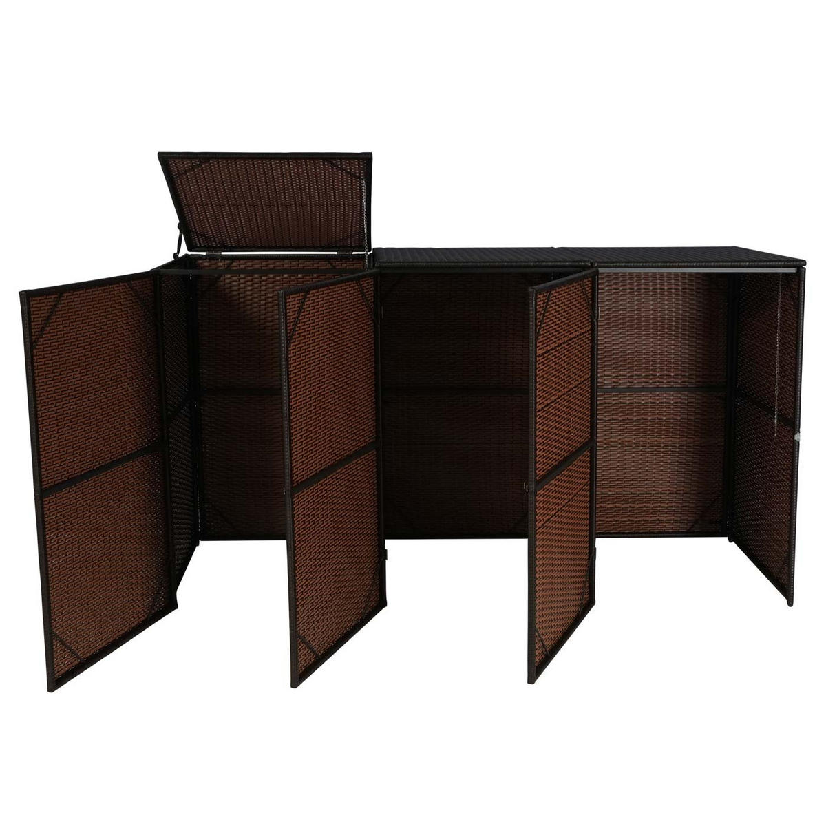 3ER-MÜLLTONNENVERKLEIDUNG Braun - Braun, Kunststoff (195/110/66cm) - MCW