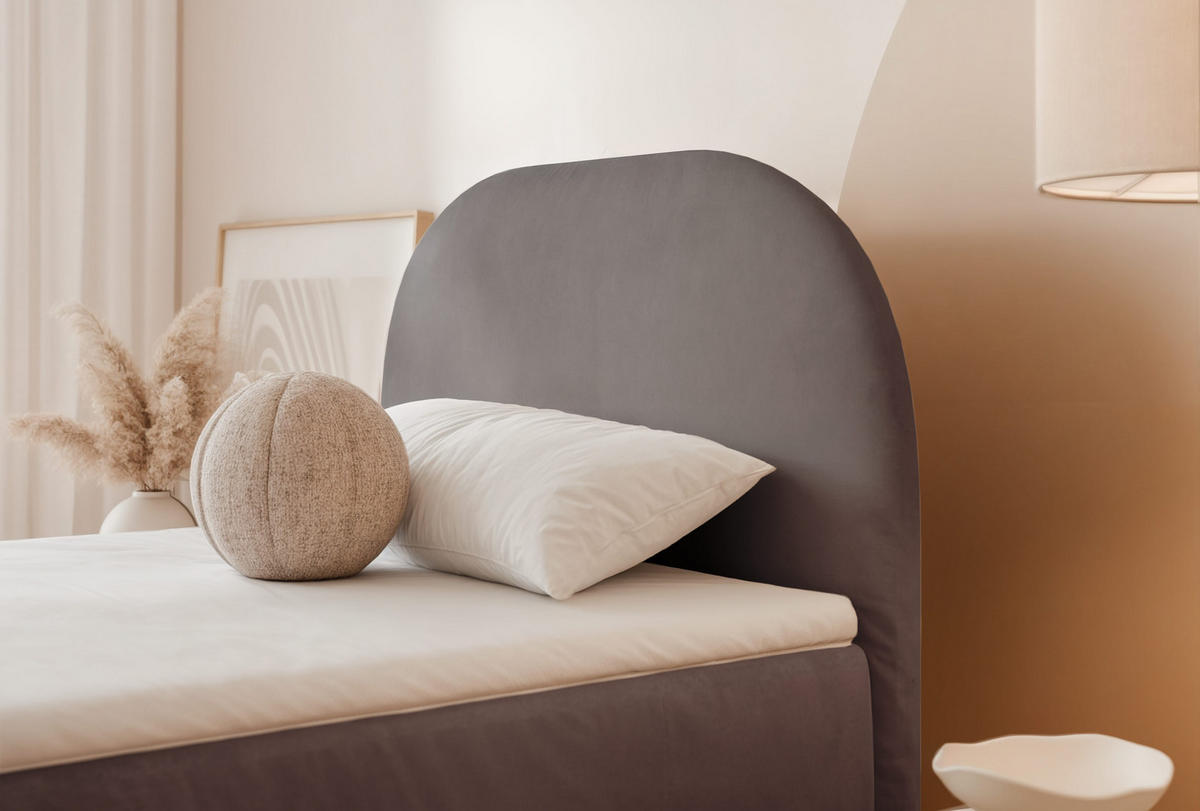BOXBETT NOELIA 100/200 cm Öffnung rechts, mit Matratze, Dunkelgrau - Dunkelgrau, Holzwerkstoff/Textil (100/200cm) - Idohome