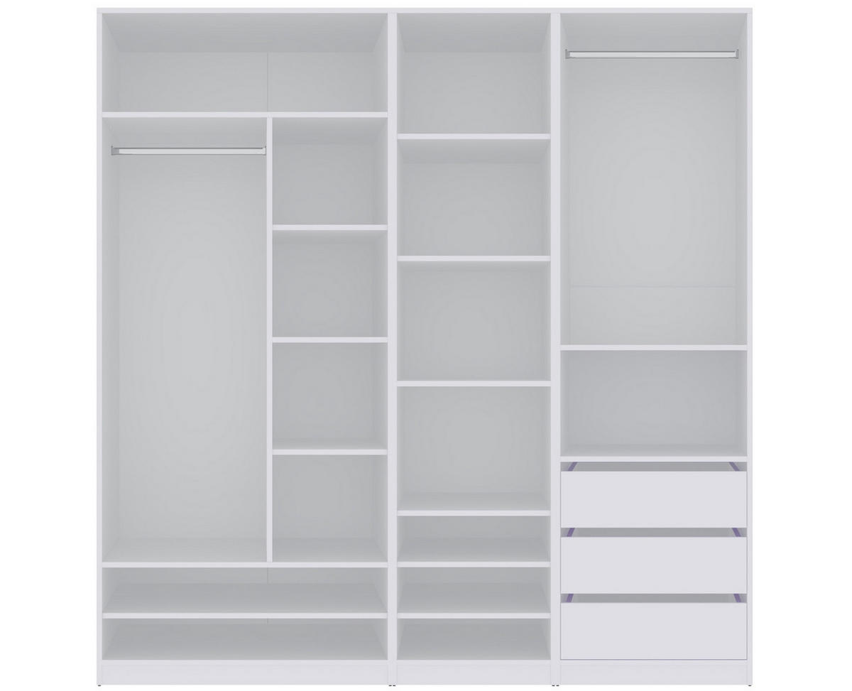 OFFENER-KLEIDERSCHRANK TRES SET E/B Weiß 200/206/51 cm - Weiß, Holzwerkstoff (200/206/51cm) - Marmex Möbel