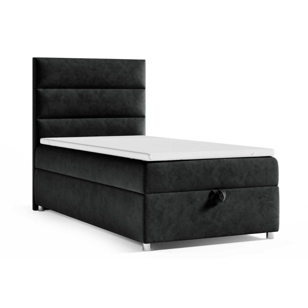 BOXBETT mit Bettkasten Trinity K-4 SINGLE Bonellfederkern inkl. Topper - Schwarz, Holz/Holzwerkstoff (70/200cm) - Best For Home