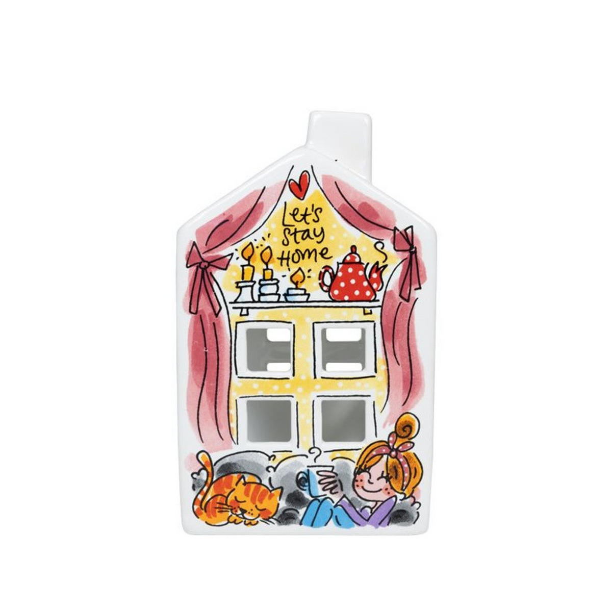 TEELICHTHALTER Zuhause in Bunt - 14,5cm - Multicolor, Keramik (8.5/14.5/8.3cm) - Blond Amsterdam