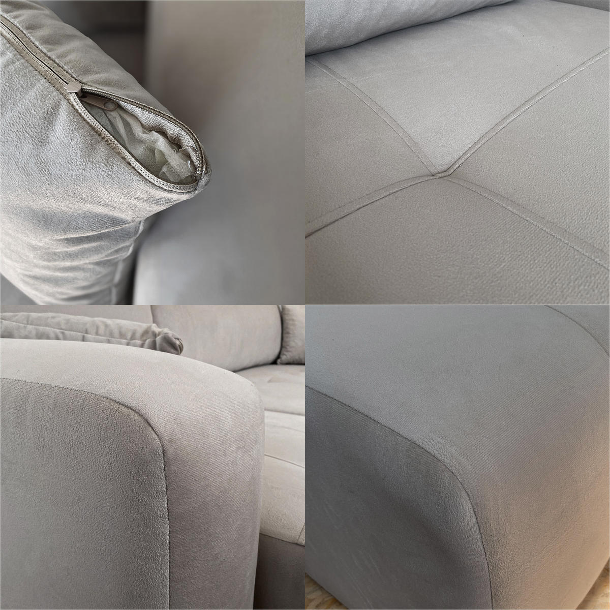 ECKSOFA Grau Velours mit Bettkasten und Schlaffunktion - Grau, Textil (248/145cm) - Idohome