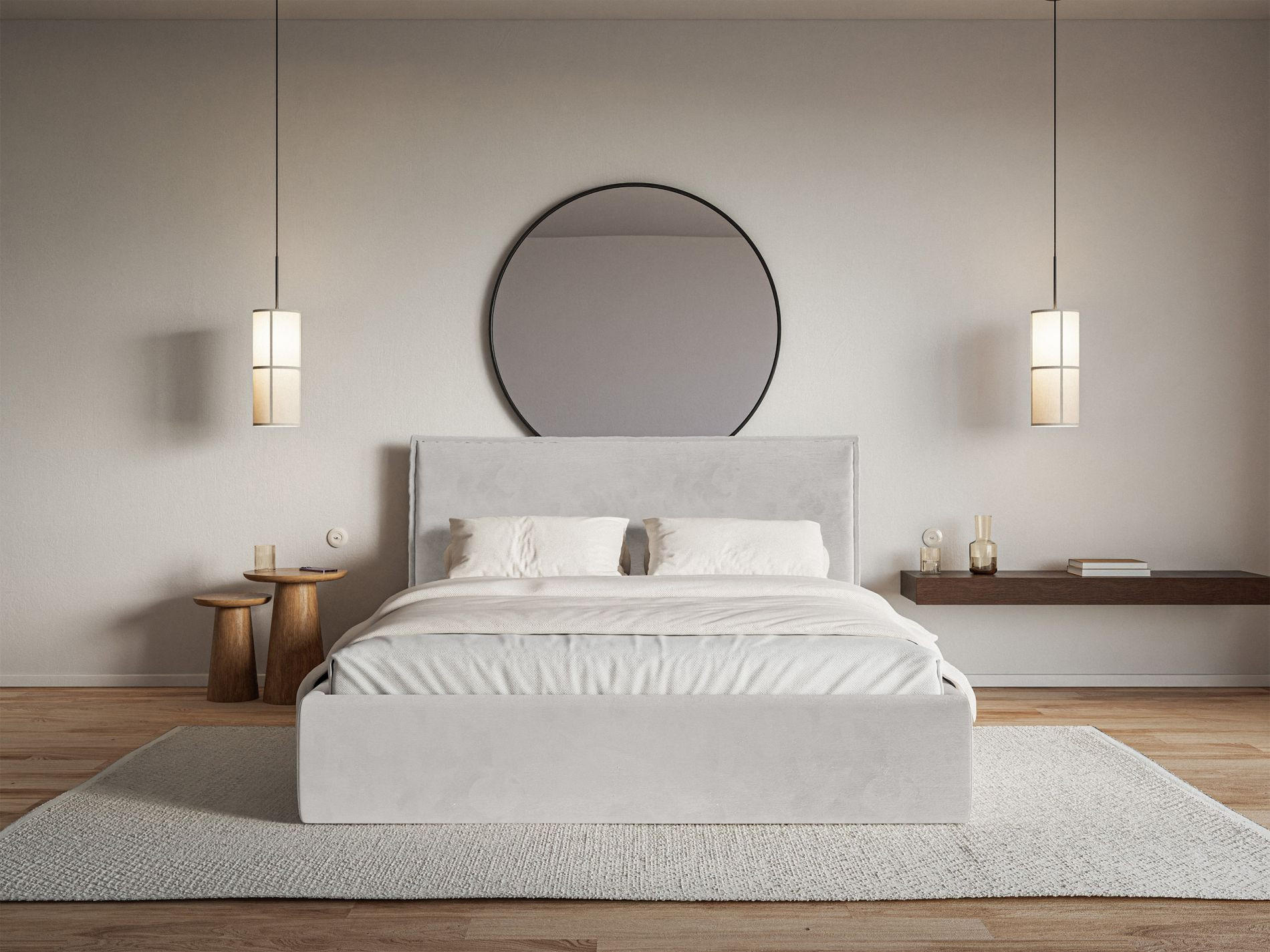 POLSTERBETT Softie Slim Hellgrau Velours 140x200 - Hellgrau, Textil (140/200cm) - Selsey