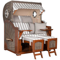 STRANDKORB 2-Sitzer Düne Mahagoni 513 - Hellgrau/Braun, Holz (125/170/80cm) - Mr. Deko