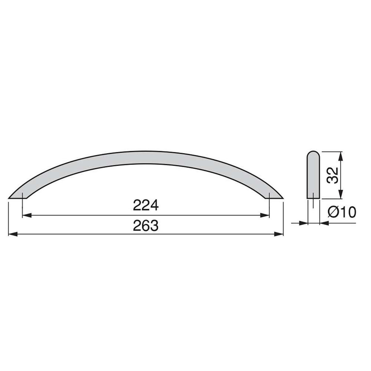 MÖBELGRIFFE Porto, L263mm, 224mm Achsenabstand, Stahl, Nickel satiniert 20er-set - Silberfarben, Metall (14/9/29cm) - EMUCA