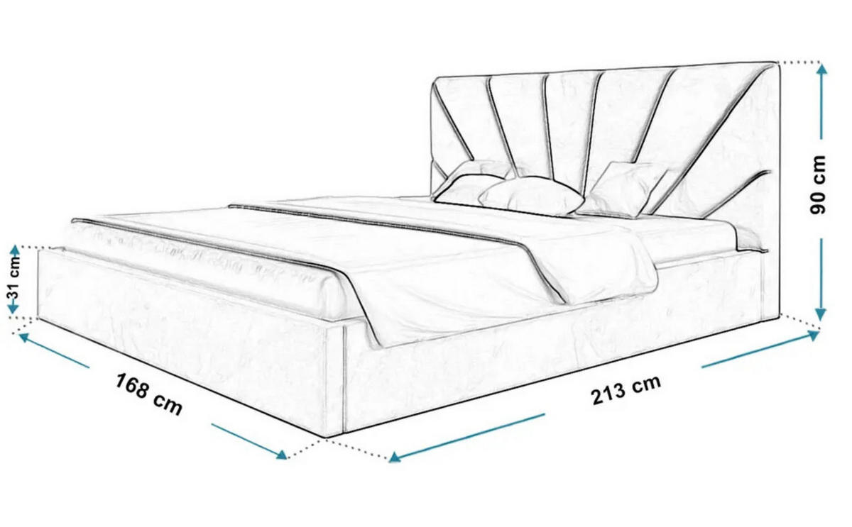 POLSTERBETT SLIM 3 mit Kopfteil, 160x200 cm, Doppelbett mit Bettkasten und Lattenrost aus Holz, Velourstoff, Farbe: Grün - Grün, Holz/Textil (160/200cm) - Sepro Meble