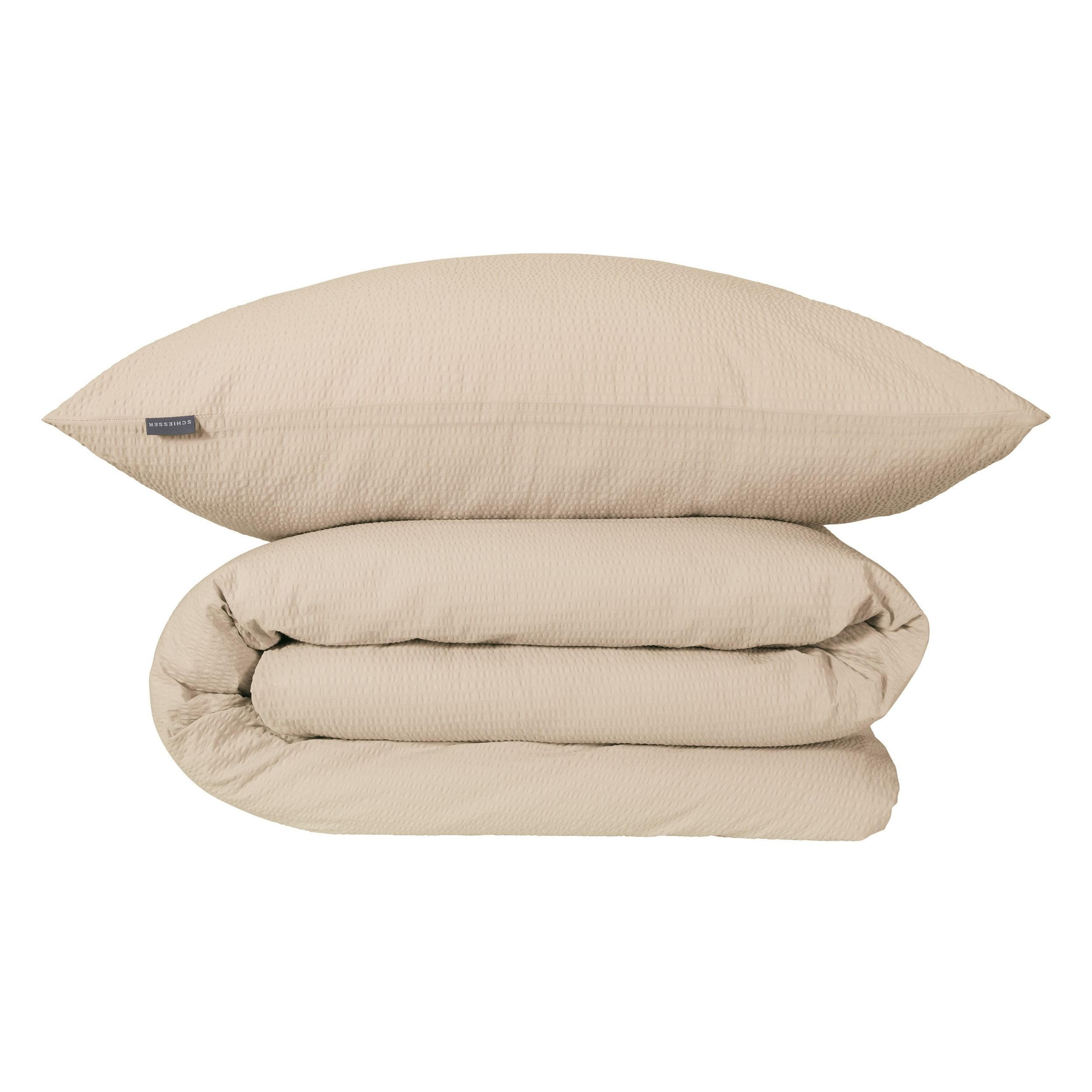 BETTWÄSCHESET Laura - Baumwoll Seersucker - 2-teilig - 135x200 cm - Helltaupe - Taupe, Textil (135/200cm) - SCHIESSER