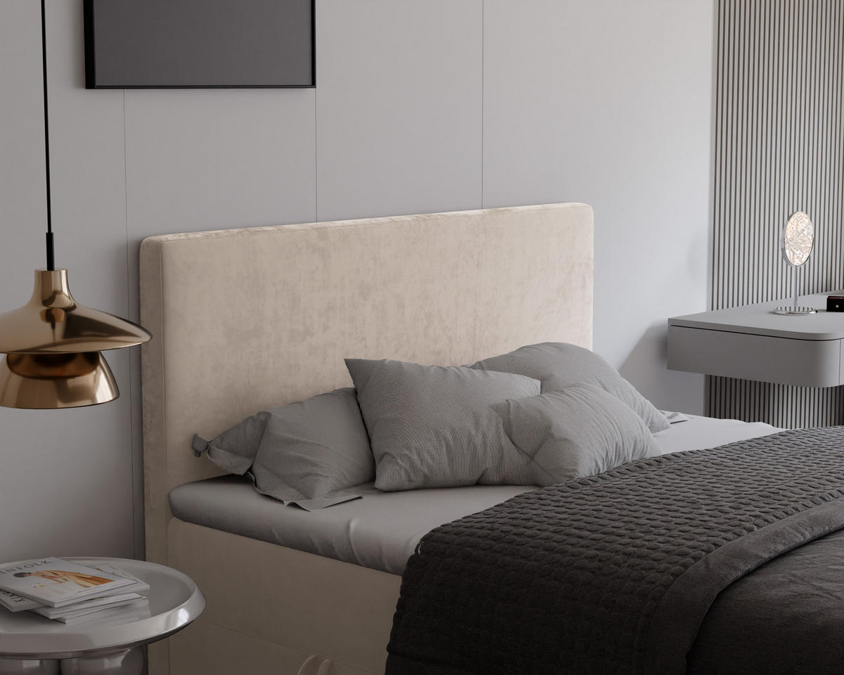 BOXBETT 160x200 cm mit Topper - Beige, Textil (160/200cm) - Idohome