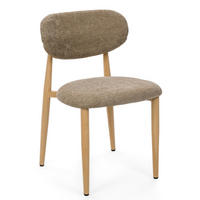 STUHL ALMO gepolstert Beine in Holzoptik - beige - Chenille - Hellbraun/Eichefarben, Textil/Metall (47/77/54cm) - NEW HOME