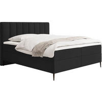 BOXBETT Allen mit Bettkasten, Boucle Schwarz 120x200 cm – inkl. H4 Taschenfederkern Matratze & Foam Topper - Schwarz, Holzwerkstoff/Metall (120/200cm) - WFL GROUP