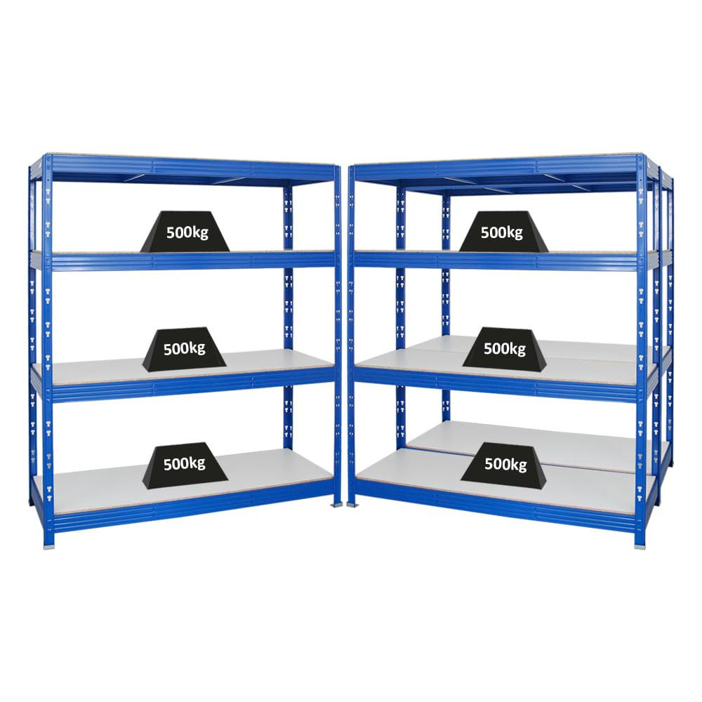 SCHWERLASTREGAL Rhino 3er-Set mit 3x 180x160x60 cm 4 Melamin-Ebenen 16mm Fachlast 500 kg Blau - Blau, Metall (480/180/60cm) - PROREGAL