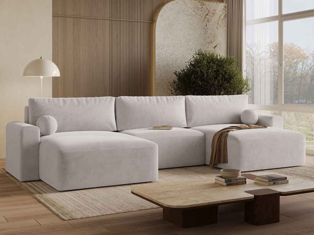 ECKSOFA U Aurora Grau - Grau, Holz/Textil (369/145cm) - Graingold