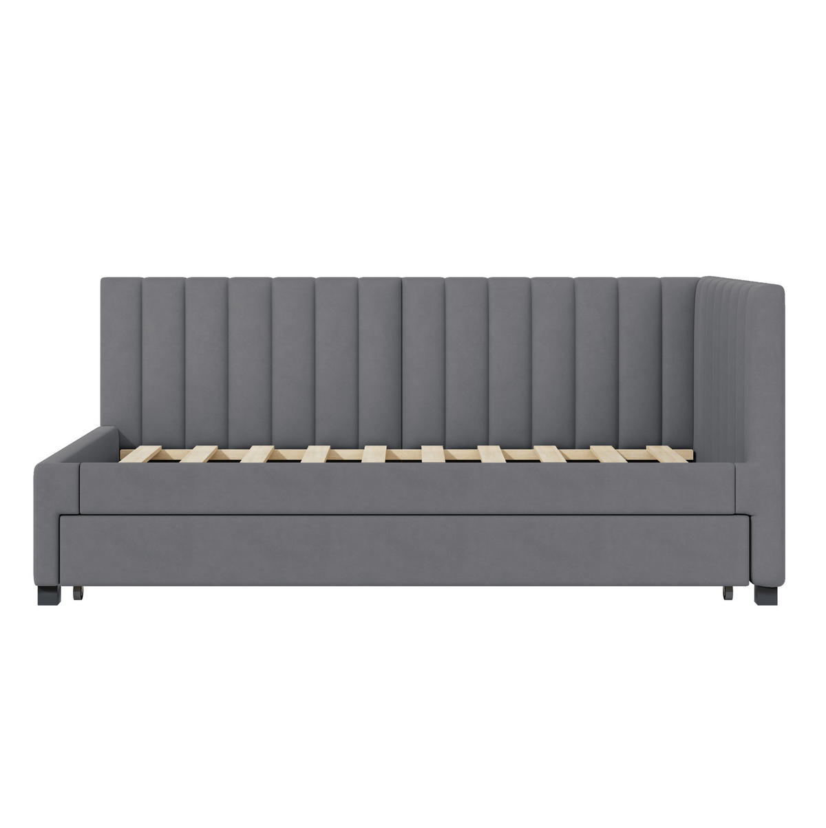 TAPECIRANI krevet 90/200 cm sivi od baršuna s izvlačnim ležajem - siva, tekstil (90/200cm) - OKWISH