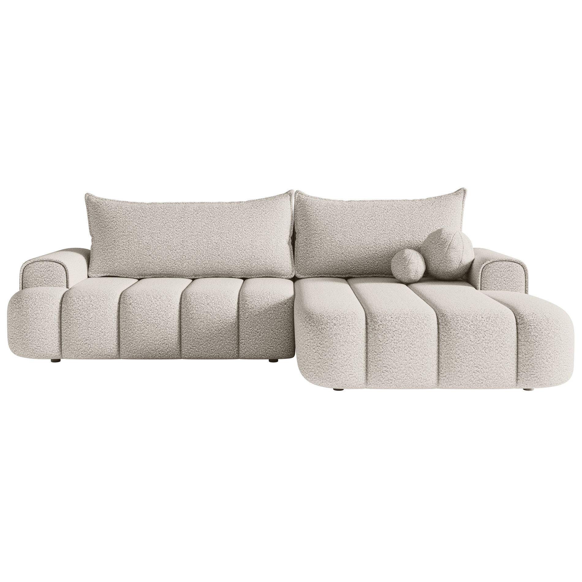 ECKSOFA Dandelino Creme mit Bouclé-Bezug, rechts - Creme/Schwarz, Kunststoff/Textil (275/168cm) - Selsey