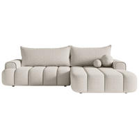 ECKSOFA Dandelino Creme mit Bouclé-Bezug, rechts - Creme/Schwarz, Kunststoff/Textil (275/168cm) - Selsey