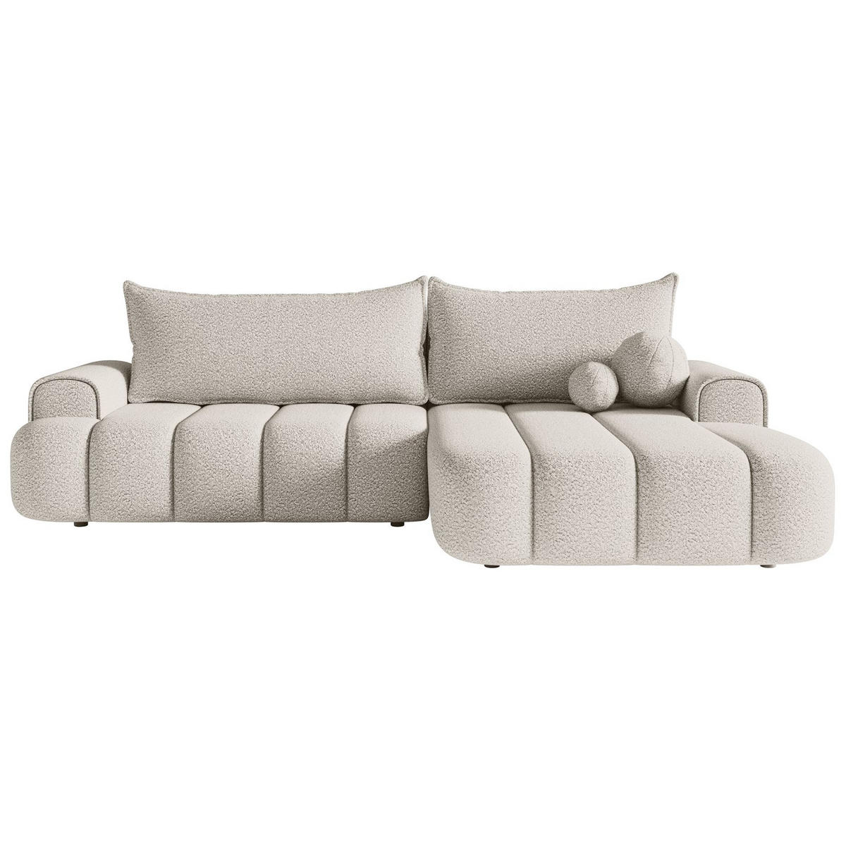 ECKSOFA Dandelino Creme mit Bouclé-Bezug, rechts - Creme/Schwarz, Kunststoff/Textil (275/168cm) - Selsey