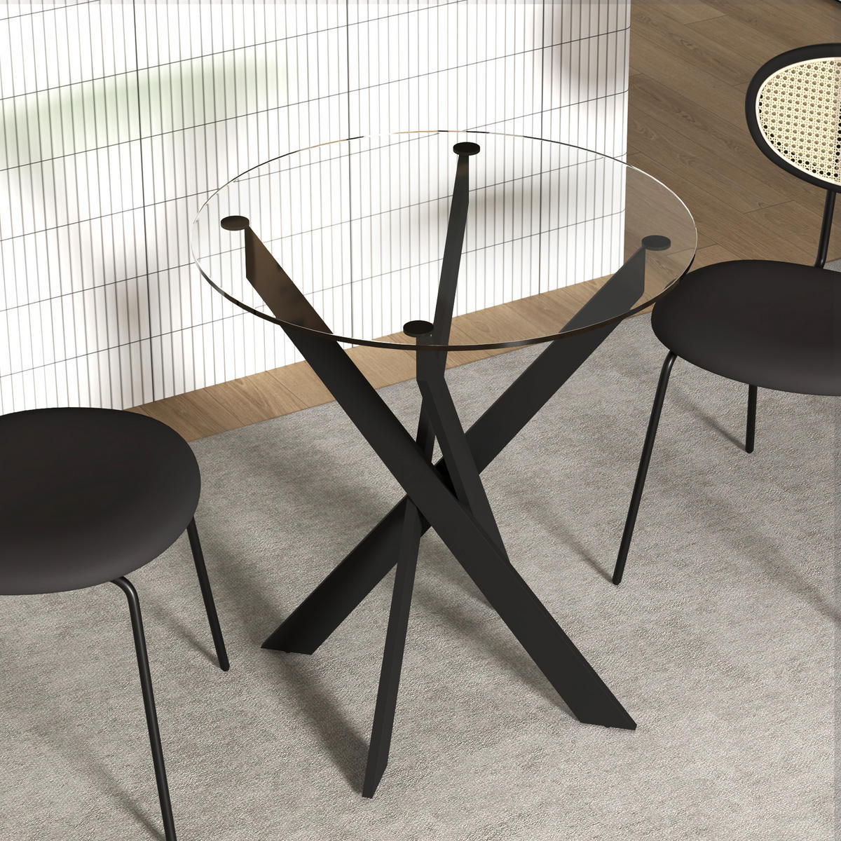 ESSTISCH Schwarz 70.0/70.0/75.0 - Schwarz, Glas (70/70/75cm)