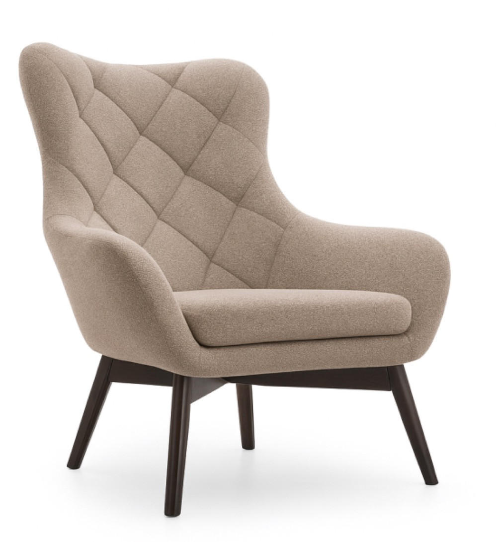 SESSEL Dunkelbeige Lisa Caro Auf Holzbeinen - Beige, Textil (88/108/88cm) - Sepro Meble