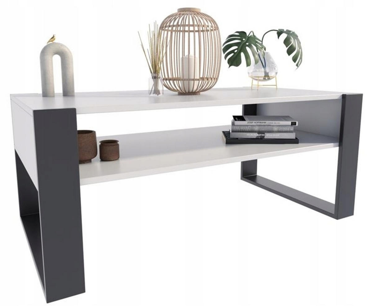 COUCHTISCH KAJA Weiß-Schwarz 120/63,6/50 cm - Weiß, Holzwerkstoff (63.6/120/50cm) - Matkam Möbel